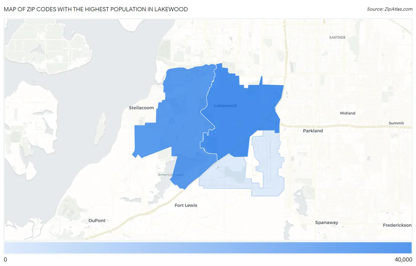 Zip Codes with the Highest Population in Lakewood Map