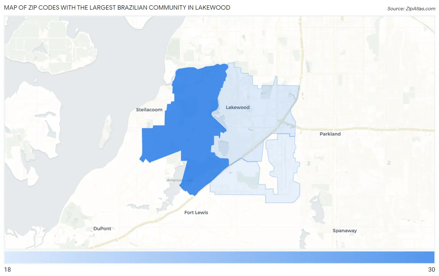 Zip Codes with the Largest Brazilian Community in Lakewood Map