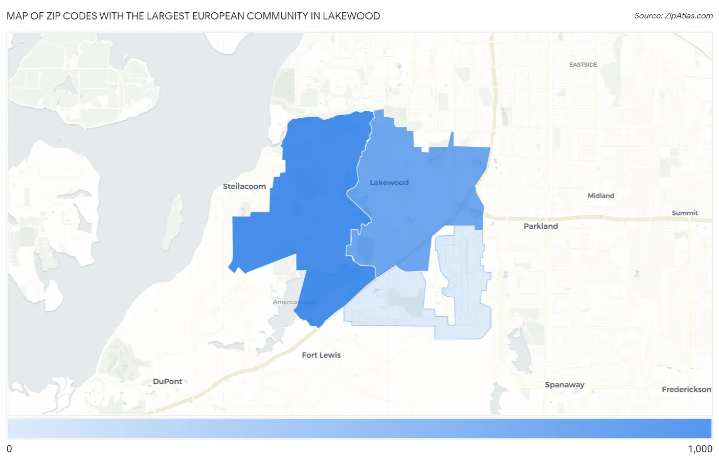 Zip Codes with the Largest European Community in Lakewood Map