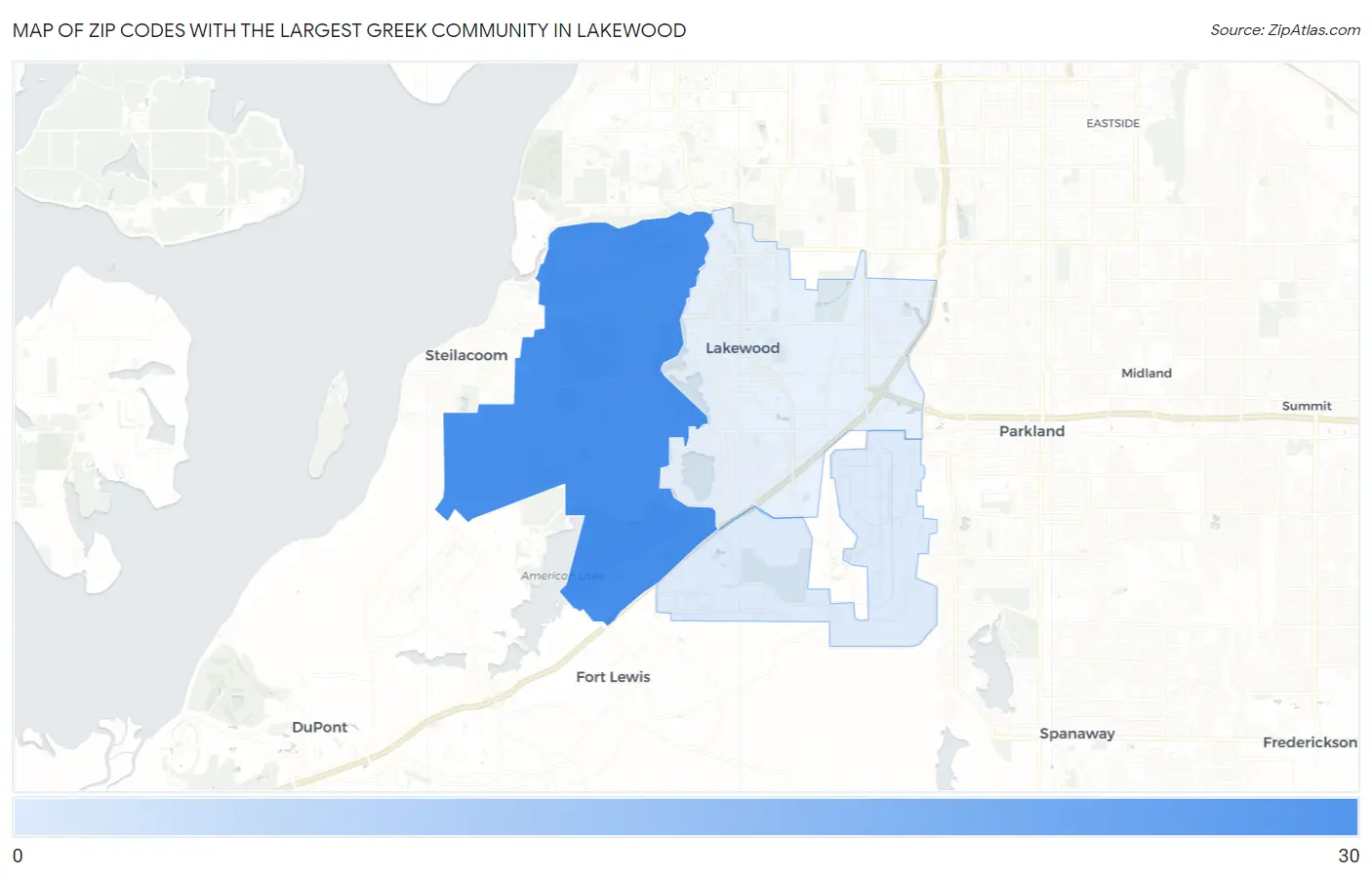 Zip Codes with the Largest Greek Community in Lakewood Map