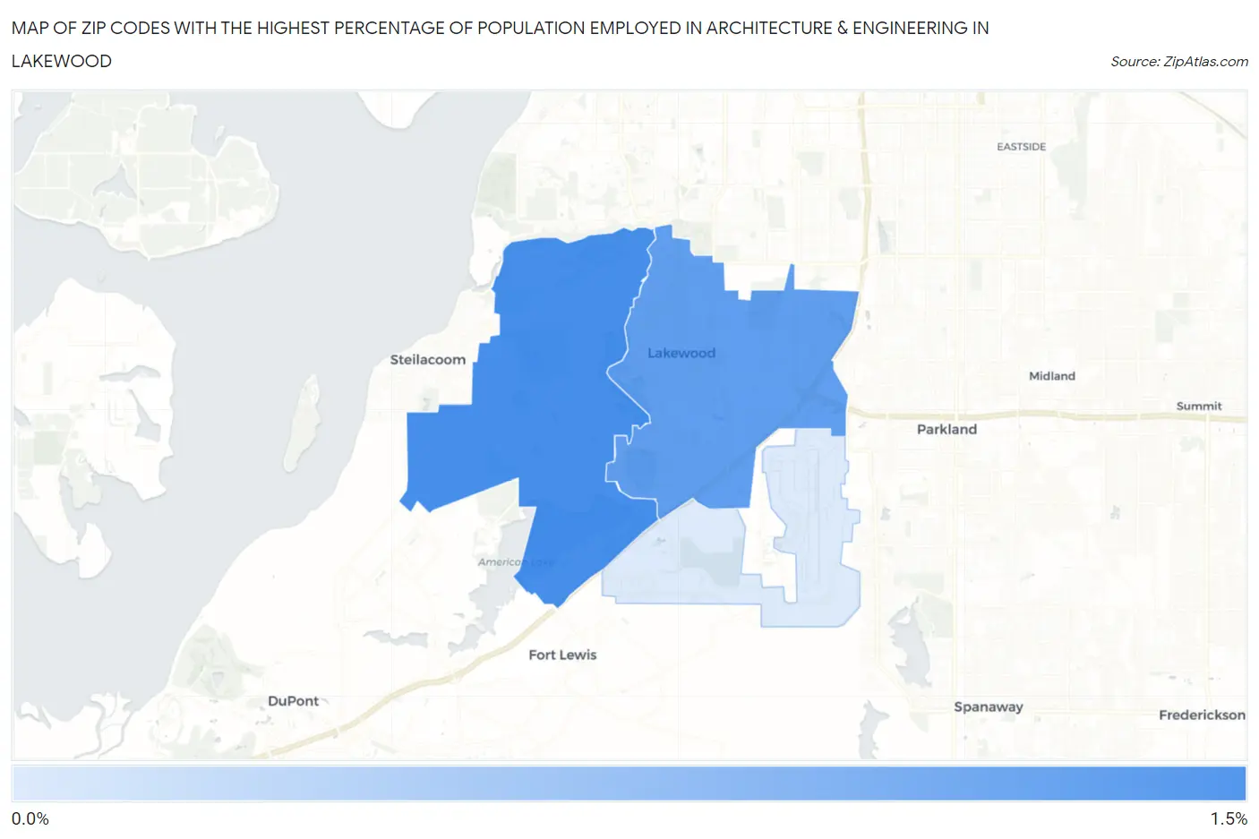 Zip Codes with the Highest Percentage of Population Employed in Architecture & Engineering in Lakewood Map