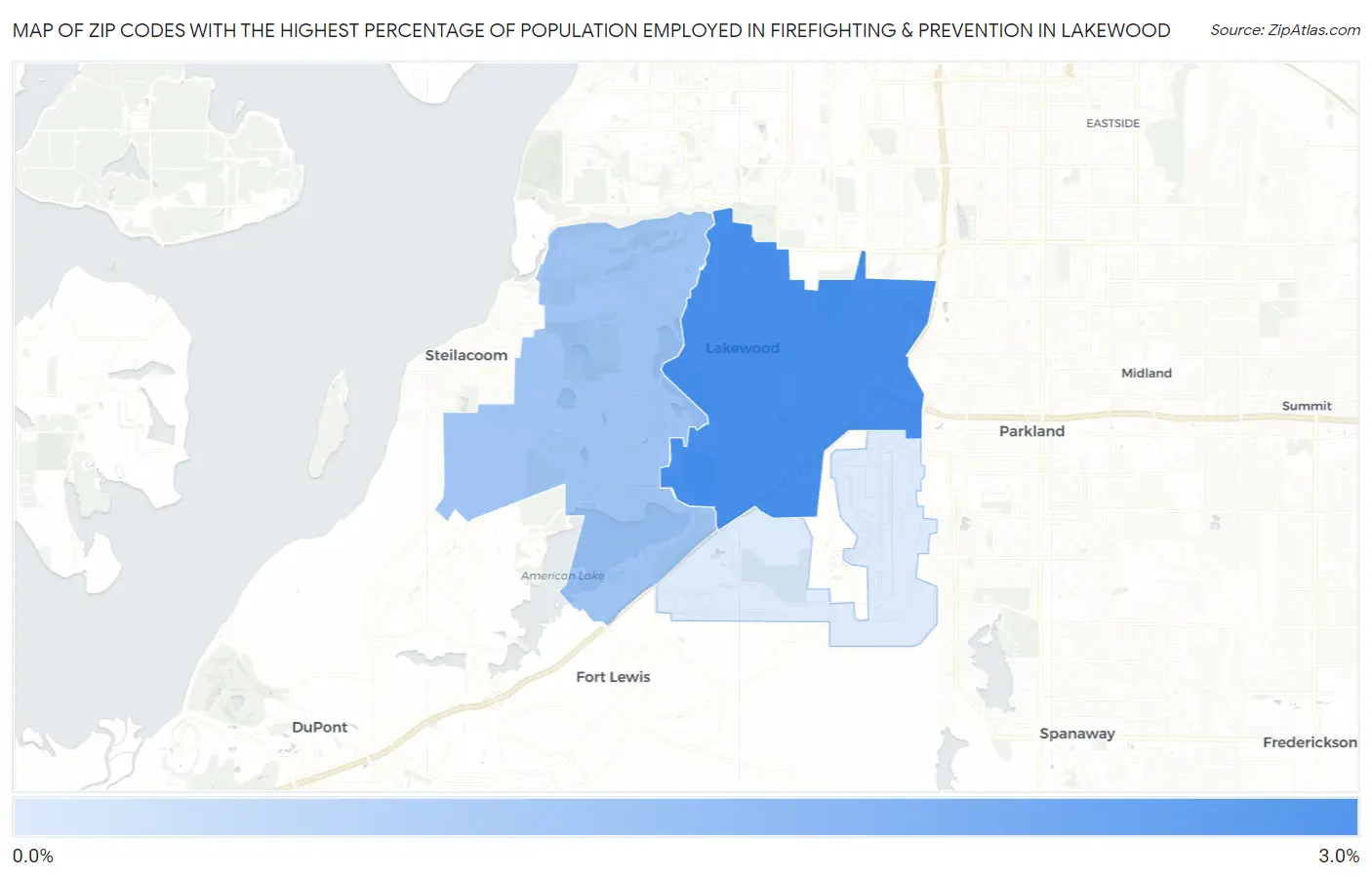 Zip Codes with the Highest Percentage of Population Employed in Firefighting & Prevention in Lakewood Map