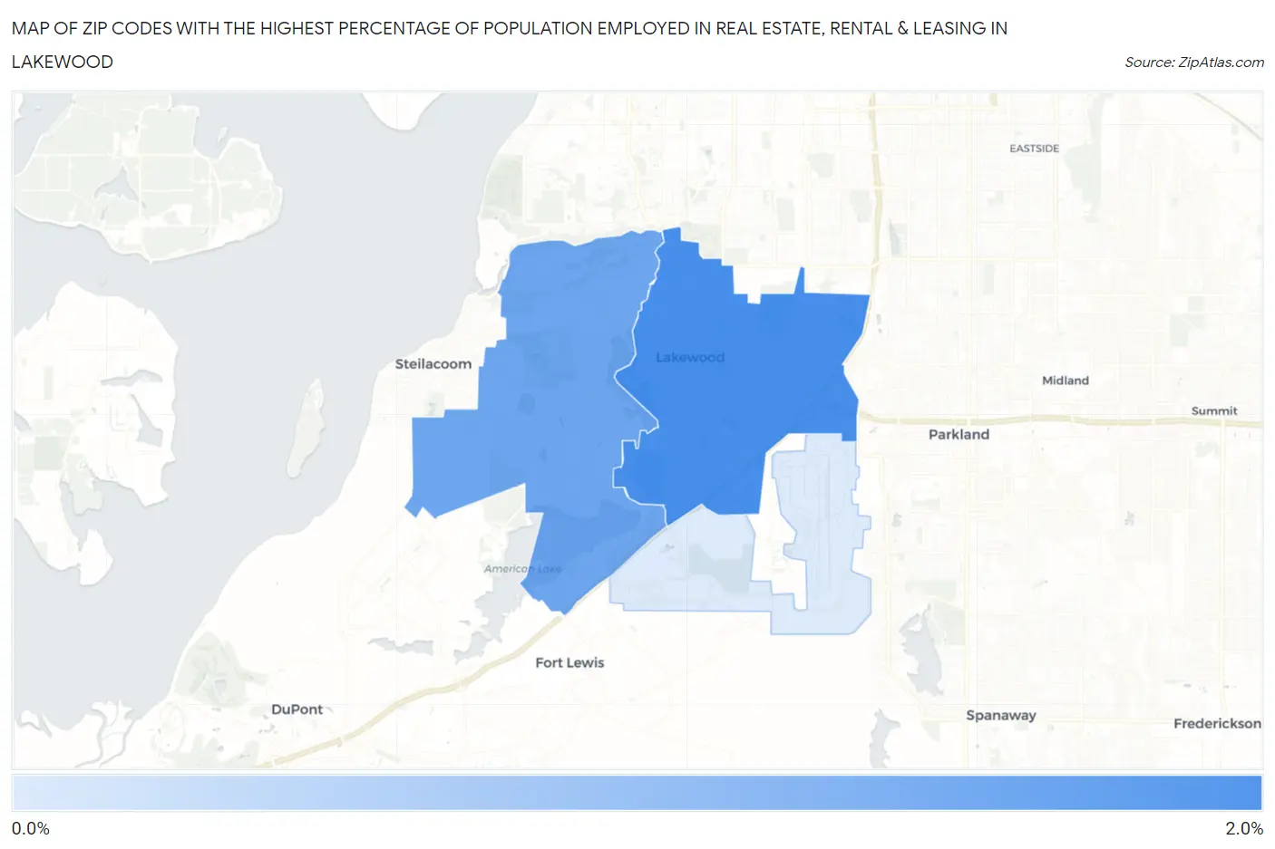 Zip Codes with the Highest Percentage of Population Employed in Real Estate, Rental & Leasing in Lakewood Map