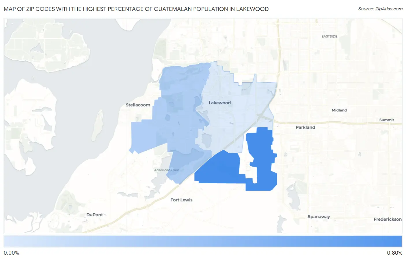 Zip Codes with the Highest Percentage of Guatemalan Population in Lakewood Map