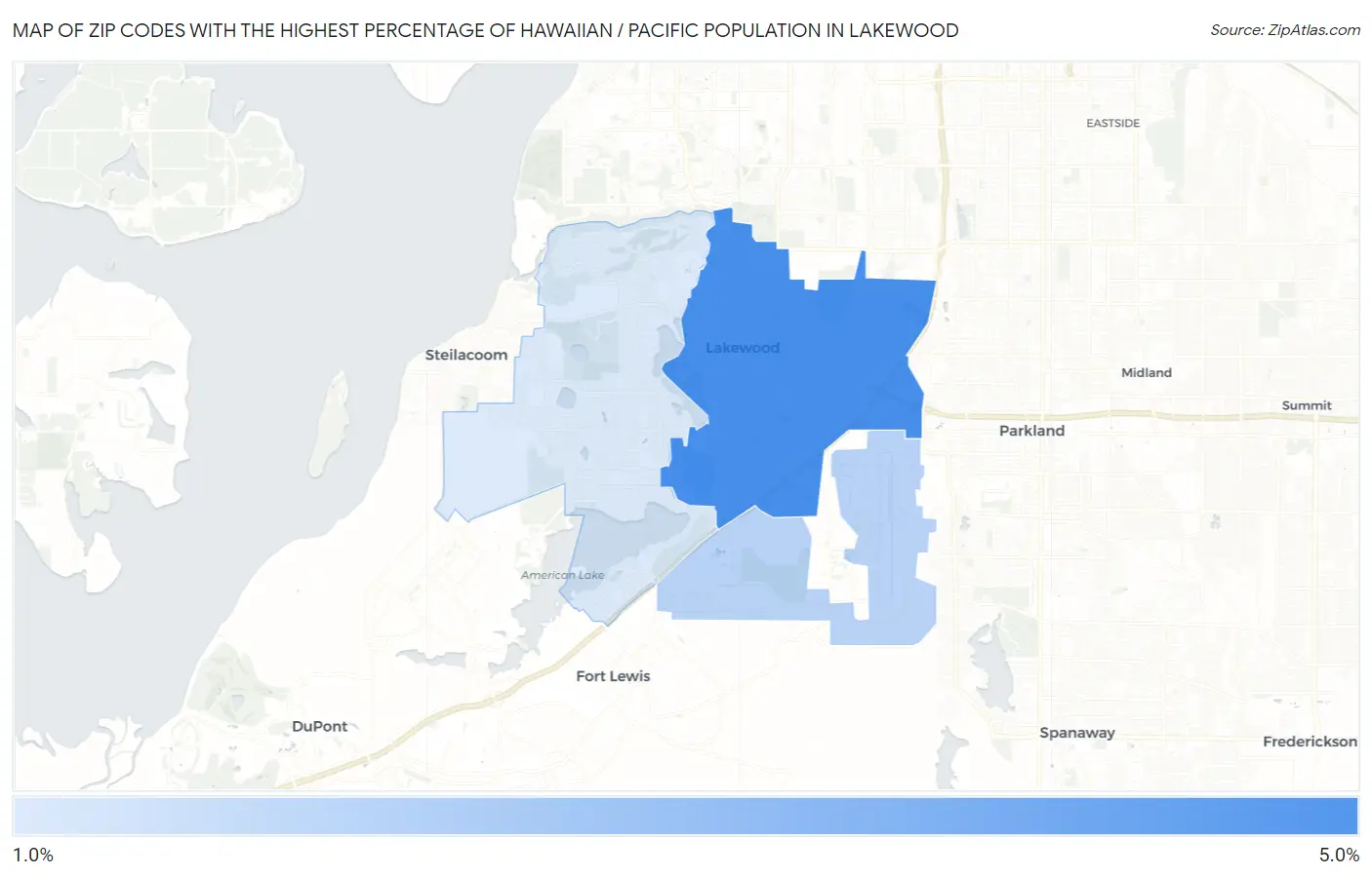 Zip Codes with the Highest Percentage of Hawaiian / Pacific Population in Lakewood Map