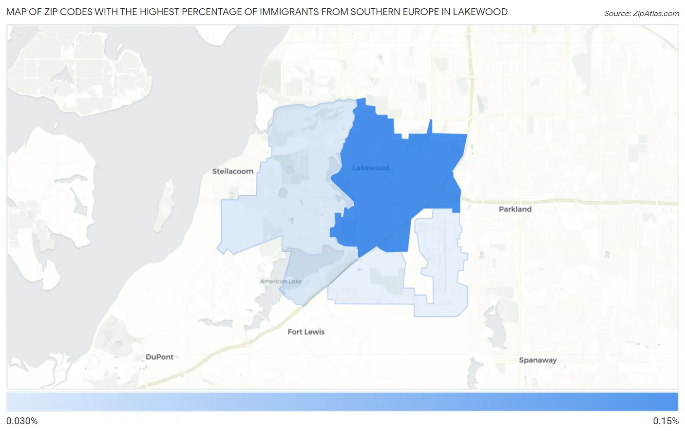 Zip Codes with the Highest Percentage of Immigrants from Southern Europe in Lakewood Map