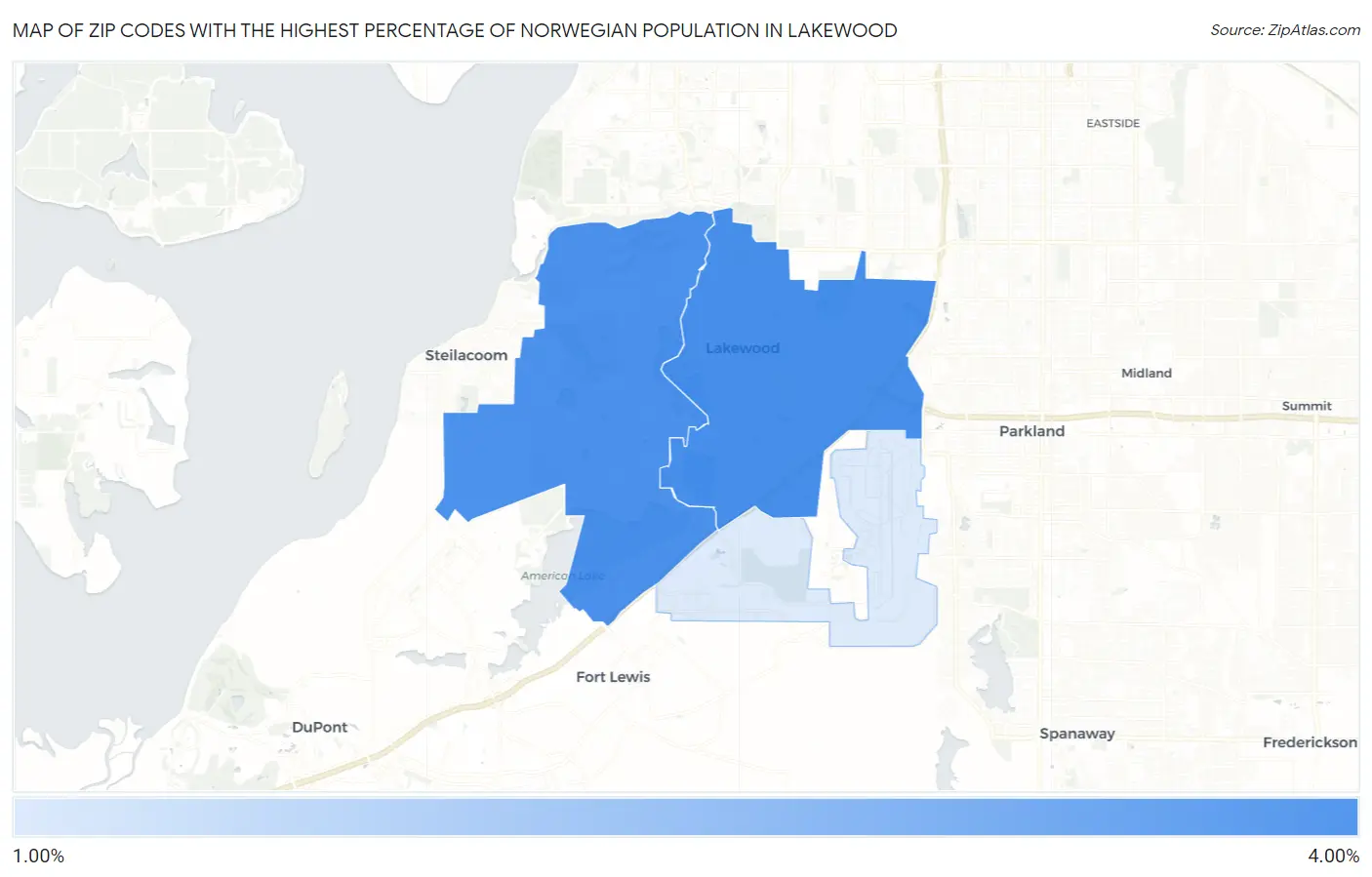 Zip Codes with the Highest Percentage of Norwegian Population in Lakewood Map