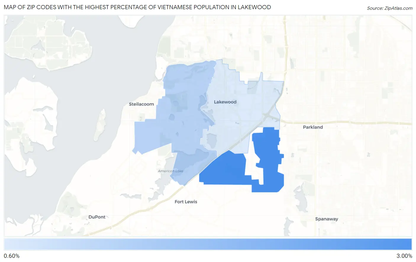 Zip Codes with the Highest Percentage of Vietnamese Population in Lakewood Map