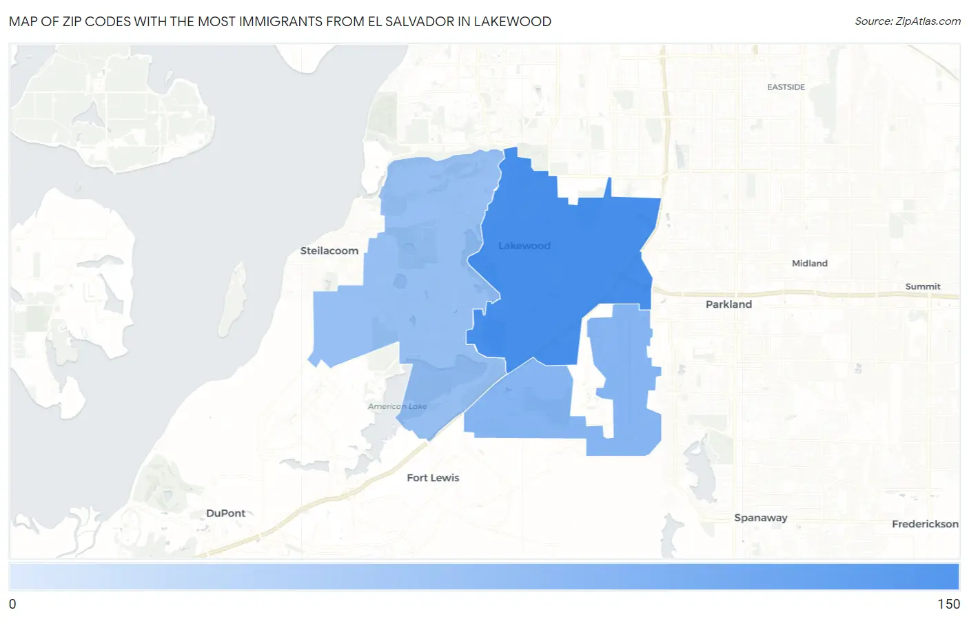 Zip Codes with the Most Immigrants from El Salvador in Lakewood Map