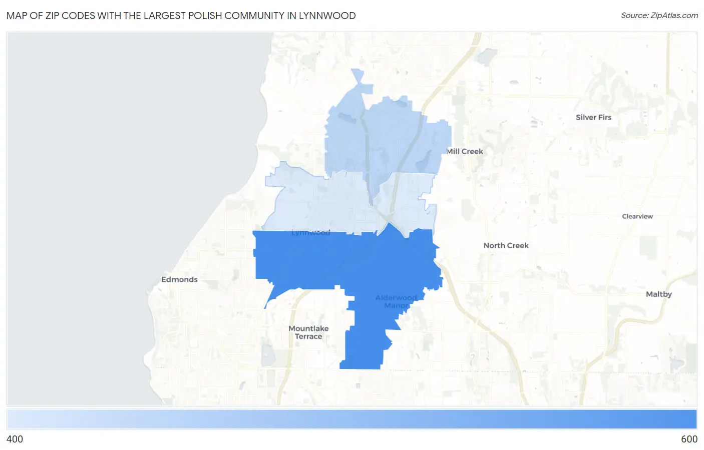 Zip Codes with the Largest Polish Community in Lynnwood Map