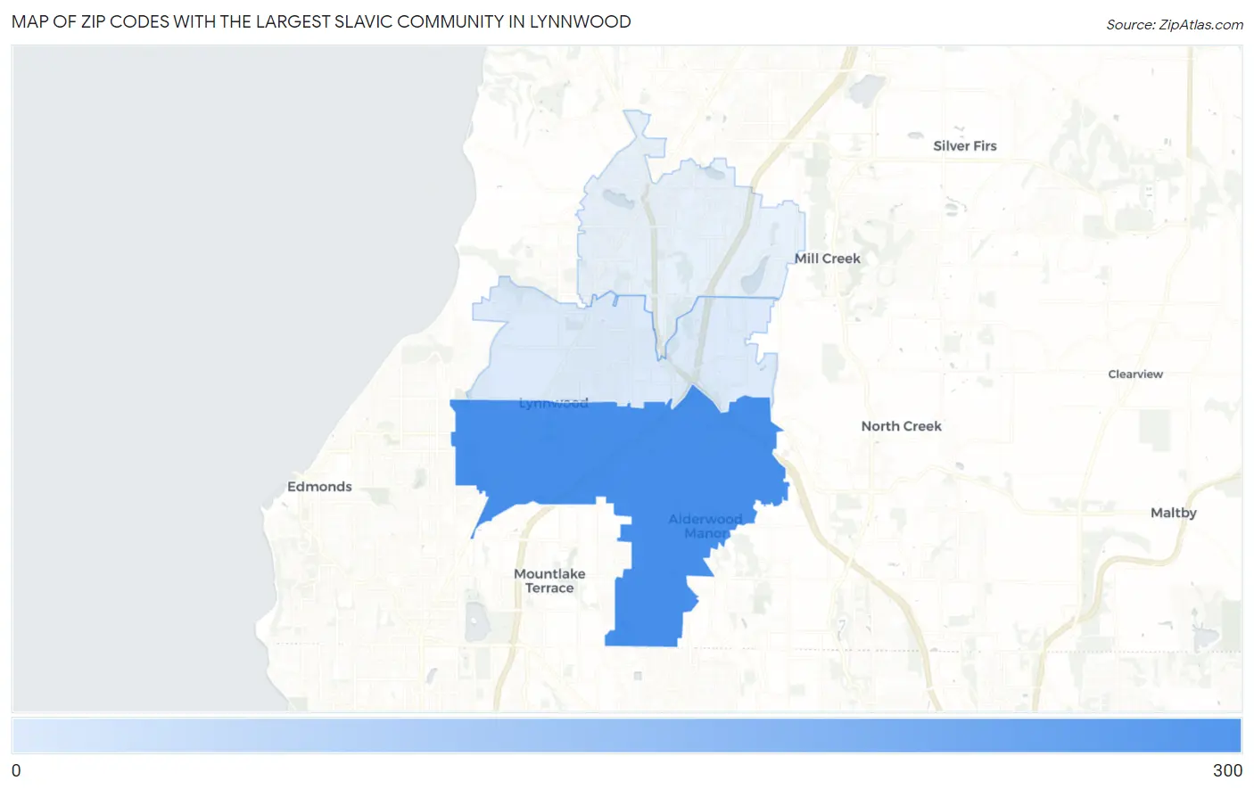 Zip Codes with the Largest Slavic Community in Lynnwood Map