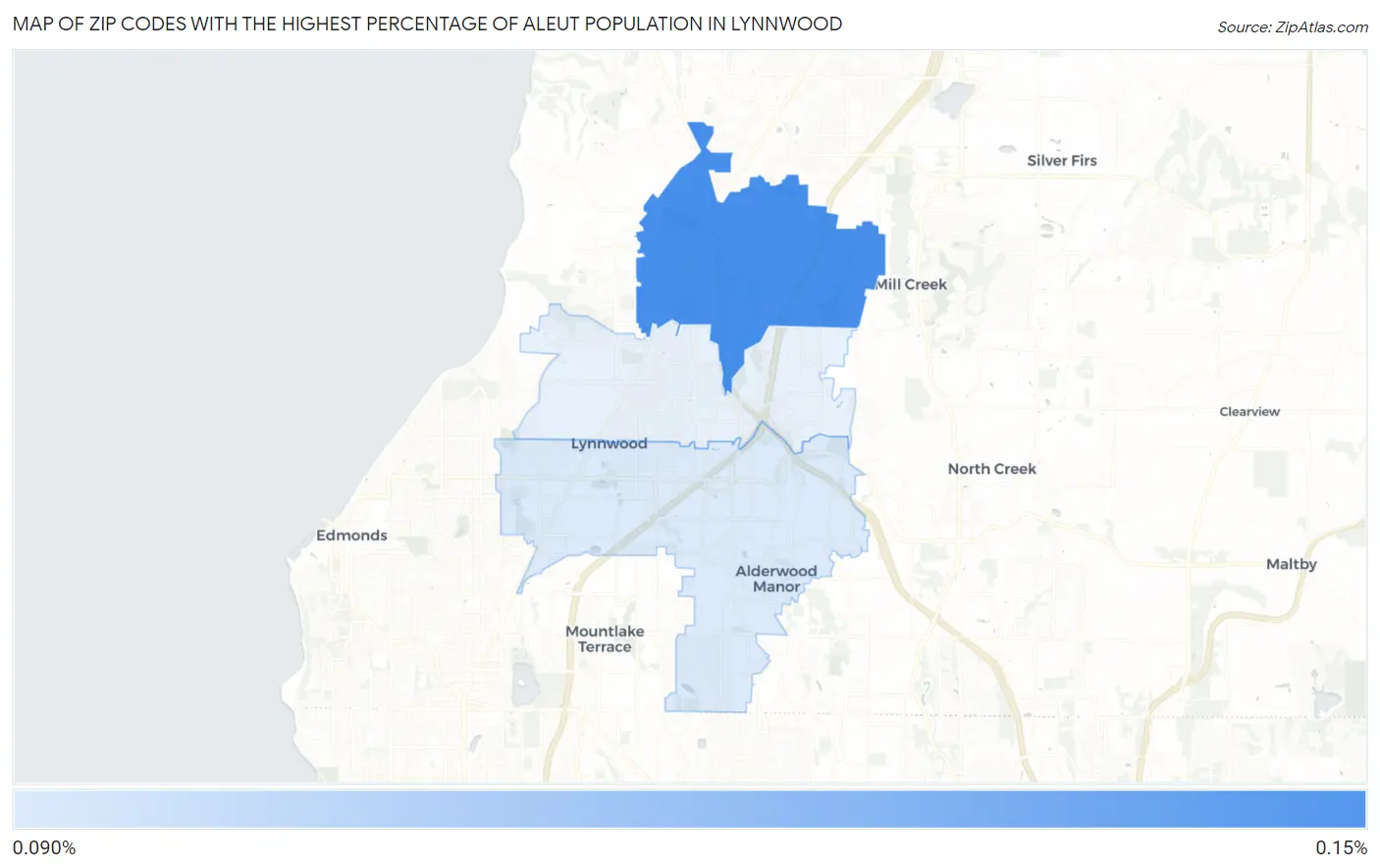 Zip Codes with the Highest Percentage of Aleut Population in Lynnwood Map