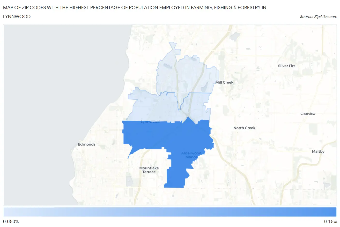 Zip Codes with the Highest Percentage of Population Employed in Farming, Fishing & Forestry in Lynnwood Map