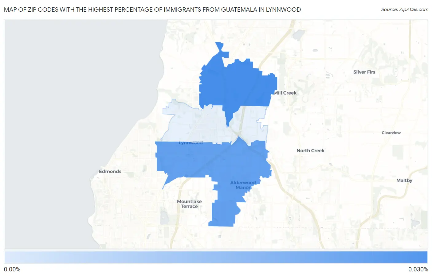 Zip Codes with the Highest Percentage of Immigrants from Guatemala in Lynnwood Map