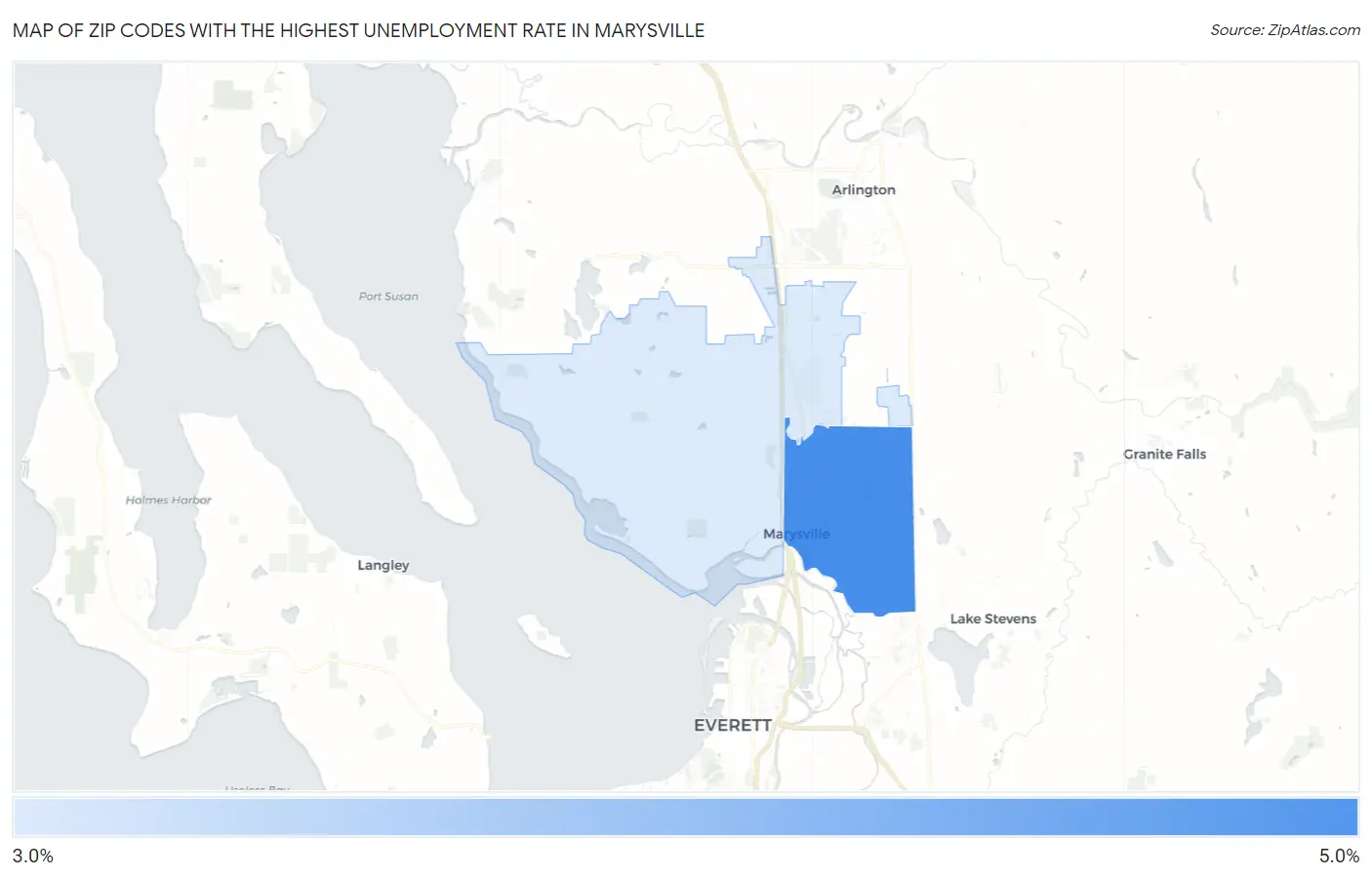 Zip Codes with the Highest Unemployment Rate in Marysville Map