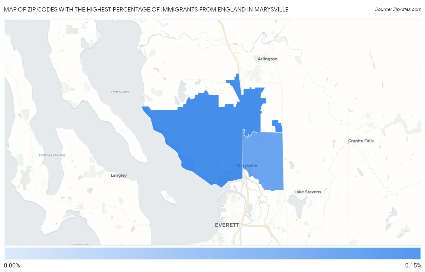 Zip Codes with the Highest Percentage of Immigrants from England in Marysville Map