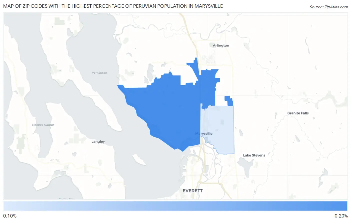 Zip Codes with the Highest Percentage of Peruvian Population in Marysville Map