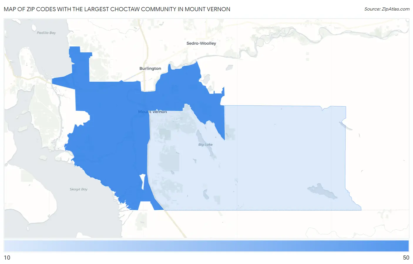 Zip Codes with the Largest Choctaw Community in Mount Vernon Map