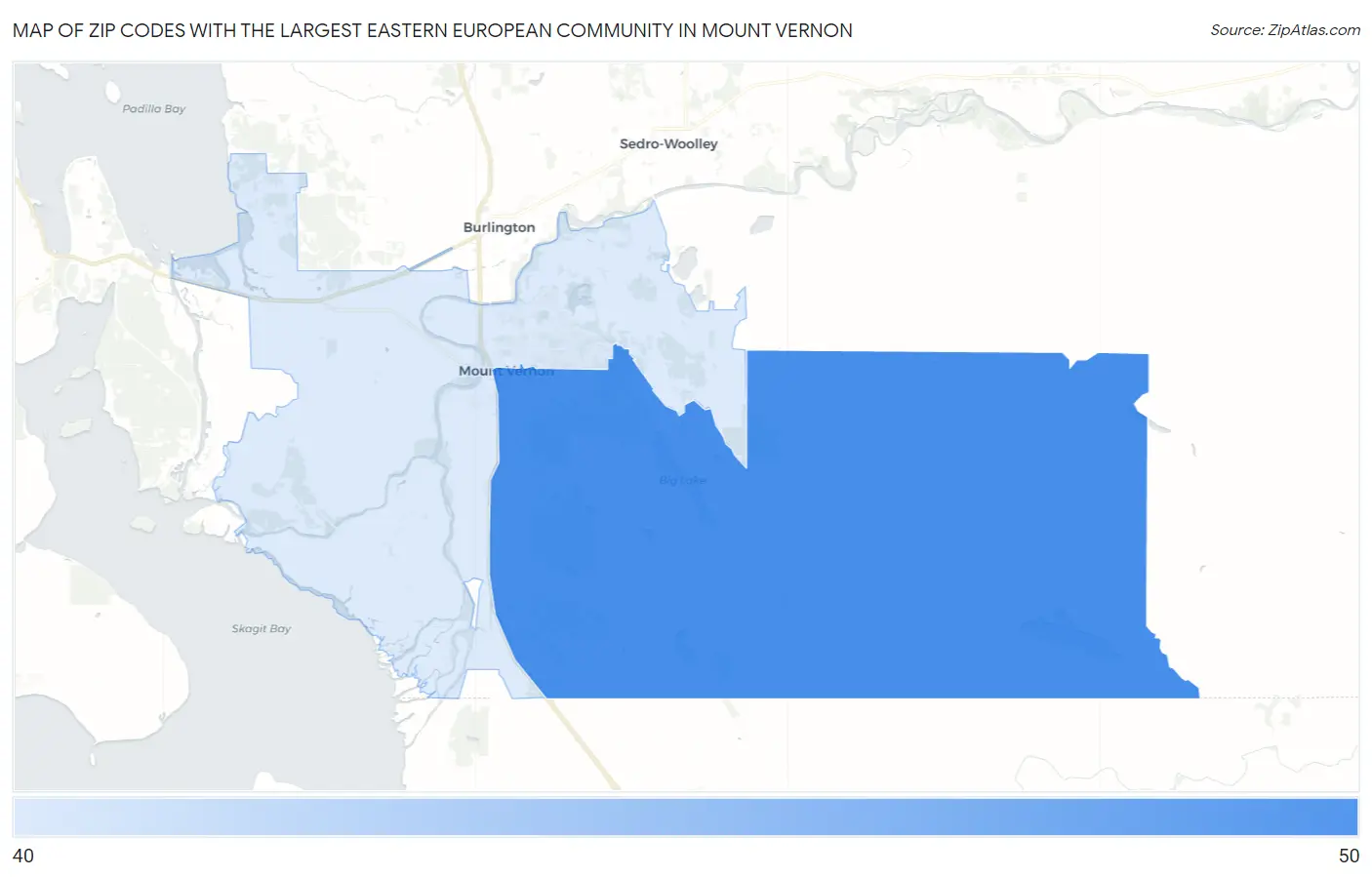 Zip Codes with the Largest Eastern European Community in Mount Vernon Map