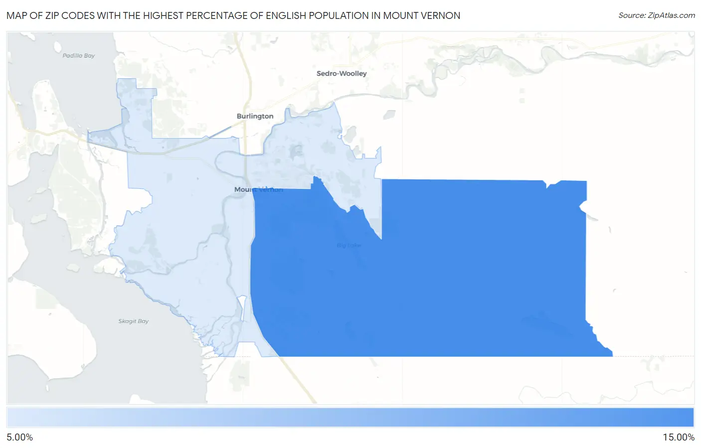 Zip Codes with the Highest Percentage of English Population in Mount Vernon Map