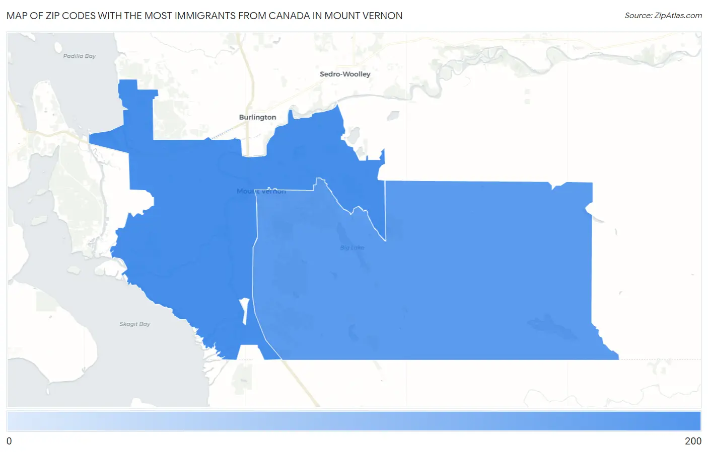 Zip Codes with the Most Immigrants from Canada in Mount Vernon Map