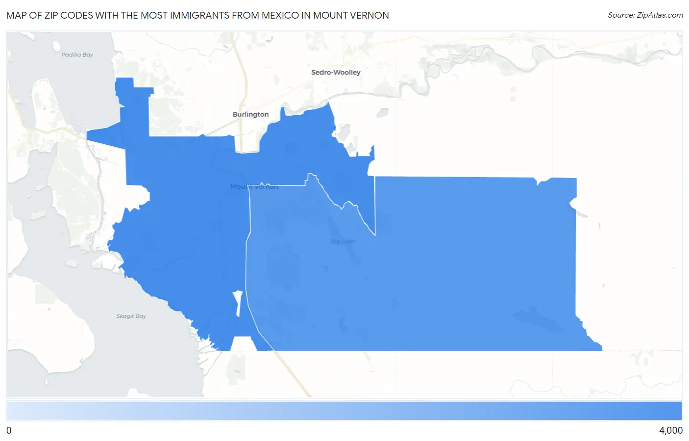 Zip Codes with the Most Immigrants from Mexico in Mount Vernon Map