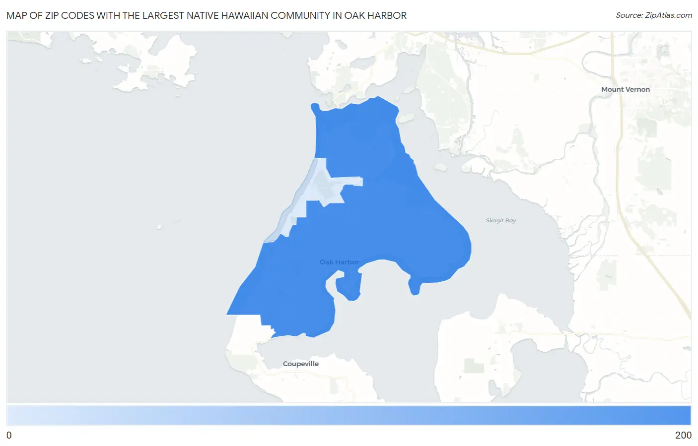 Zip Codes with the Largest Native Hawaiian Community in Oak Harbor Map