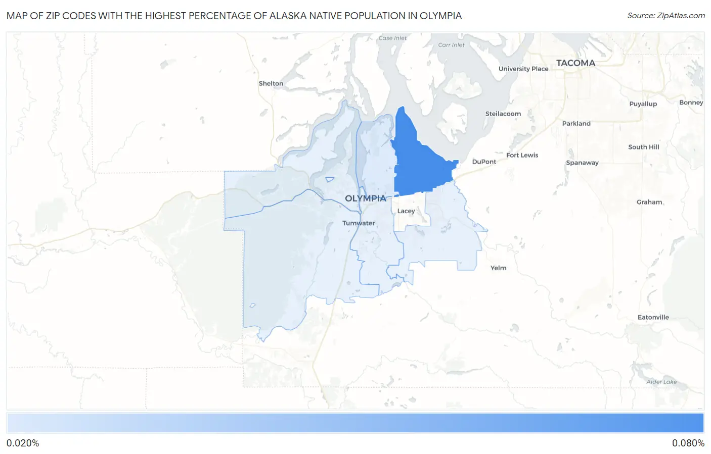 Zip Codes with the Highest Percentage of Alaska Native Population in Olympia Map