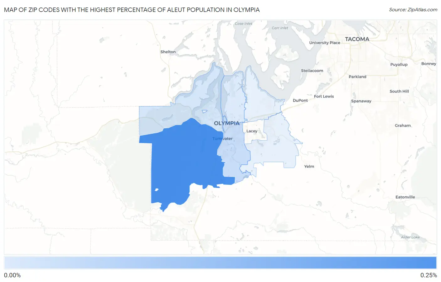 Zip Codes with the Highest Percentage of Aleut Population in Olympia Map