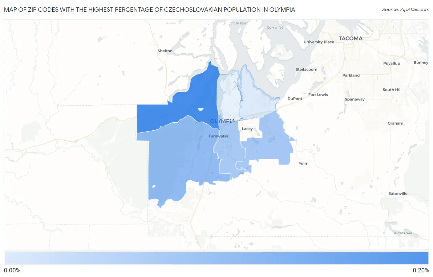 Zip Codes with the Highest Percentage of Czechoslovakian Population in Olympia Map