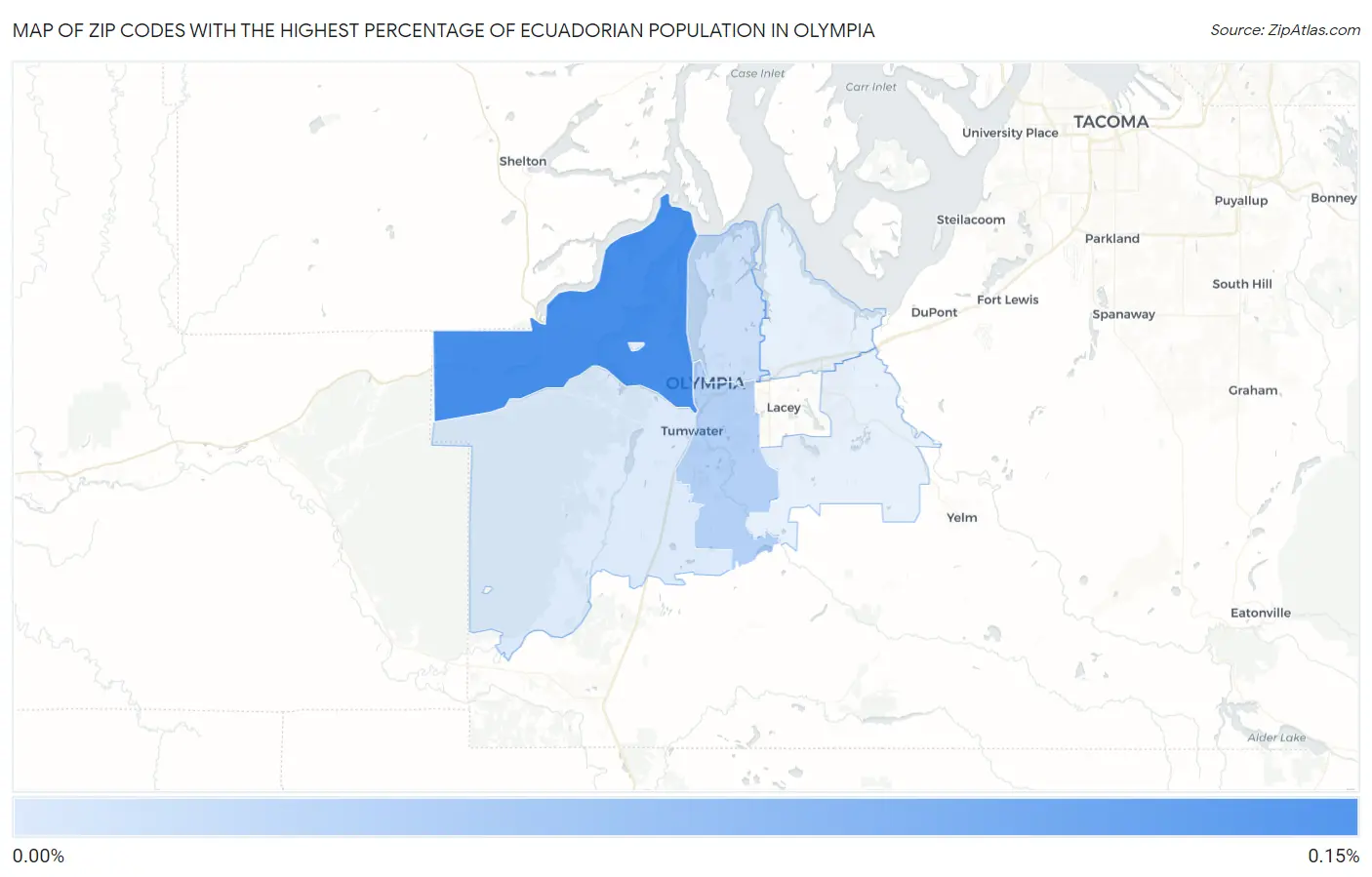 Zip Codes with the Highest Percentage of Ecuadorian Population in Olympia Map
