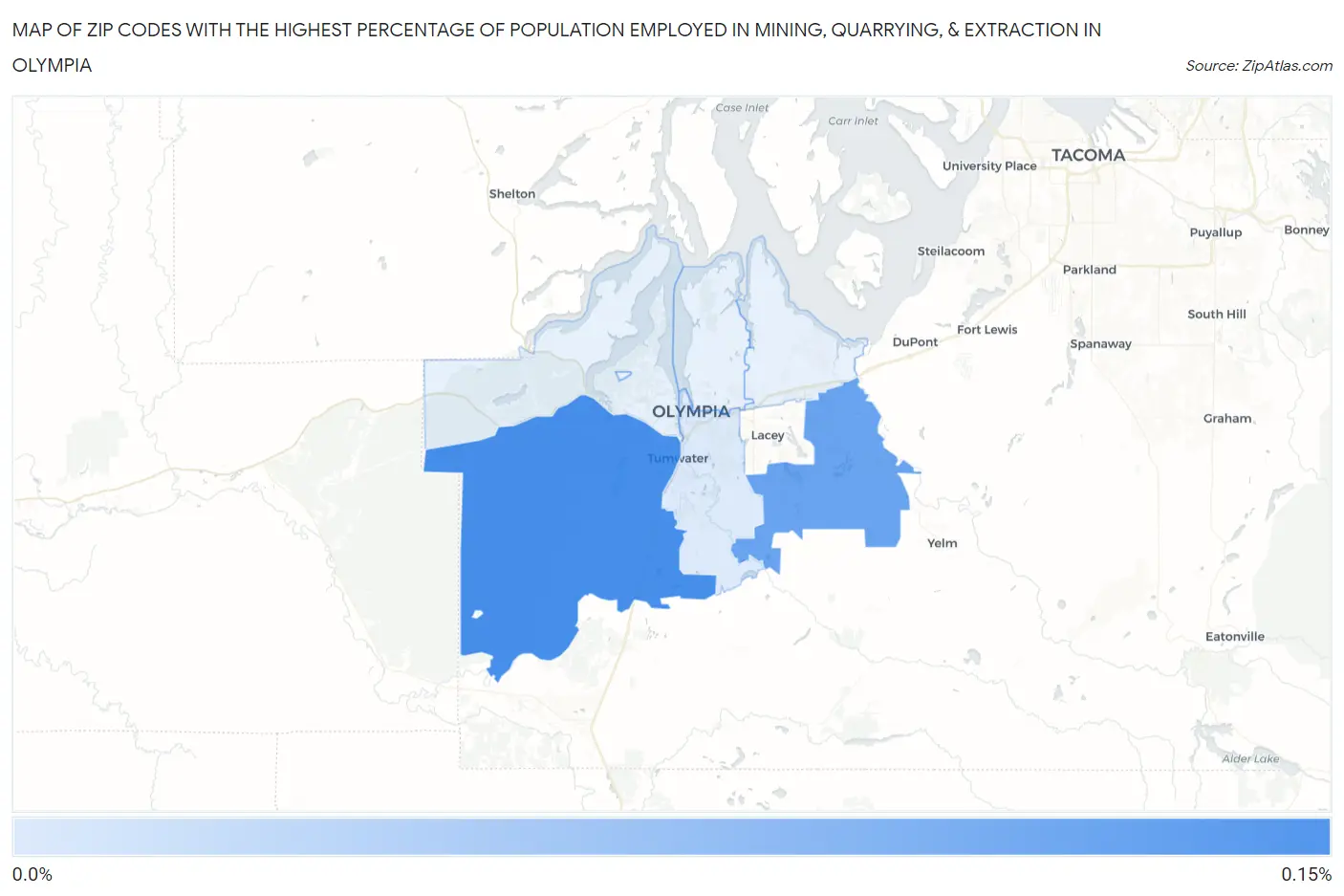 Zip Codes with the Highest Percentage of Population Employed in Mining, Quarrying, & Extraction in Olympia Map