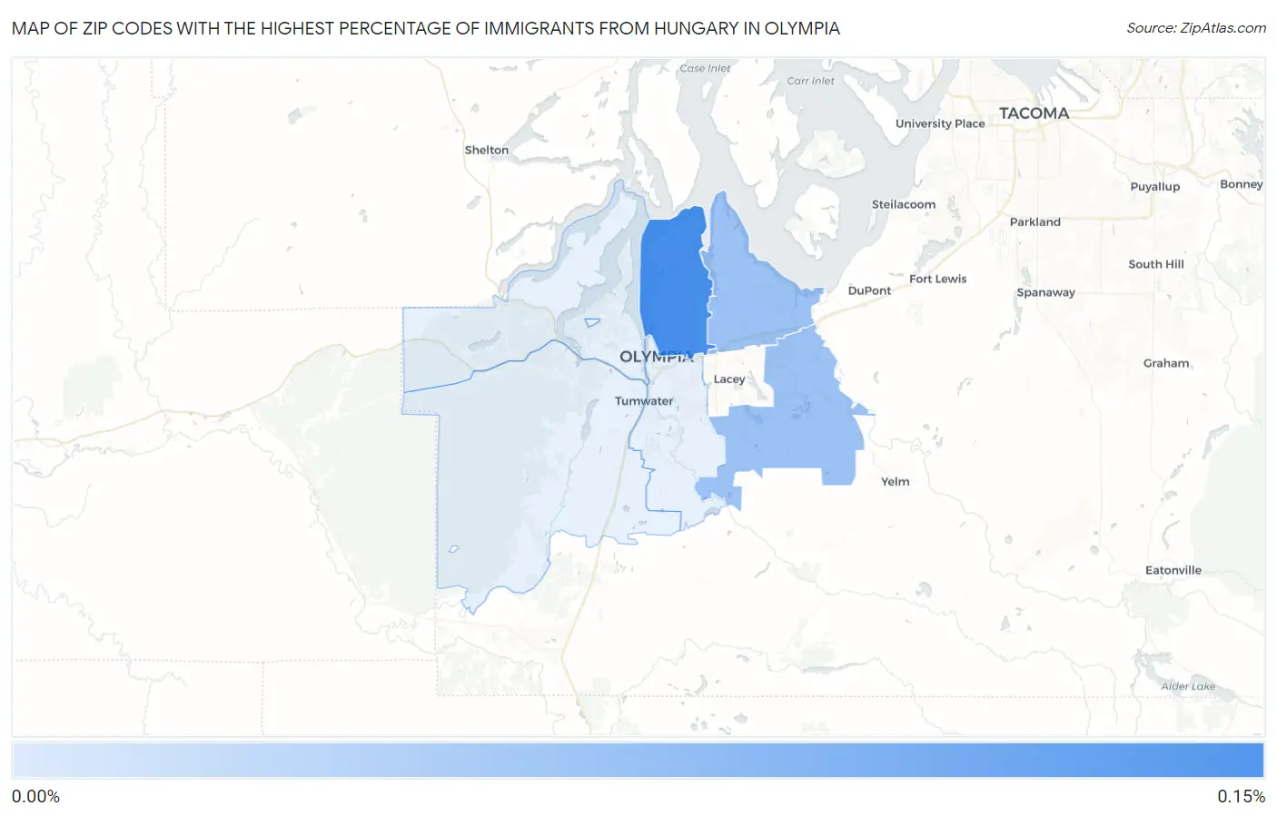 Zip Codes with the Highest Percentage of Immigrants from Hungary in Olympia Map