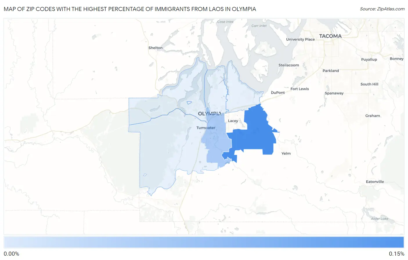 Zip Codes with the Highest Percentage of Immigrants from Laos in Olympia Map