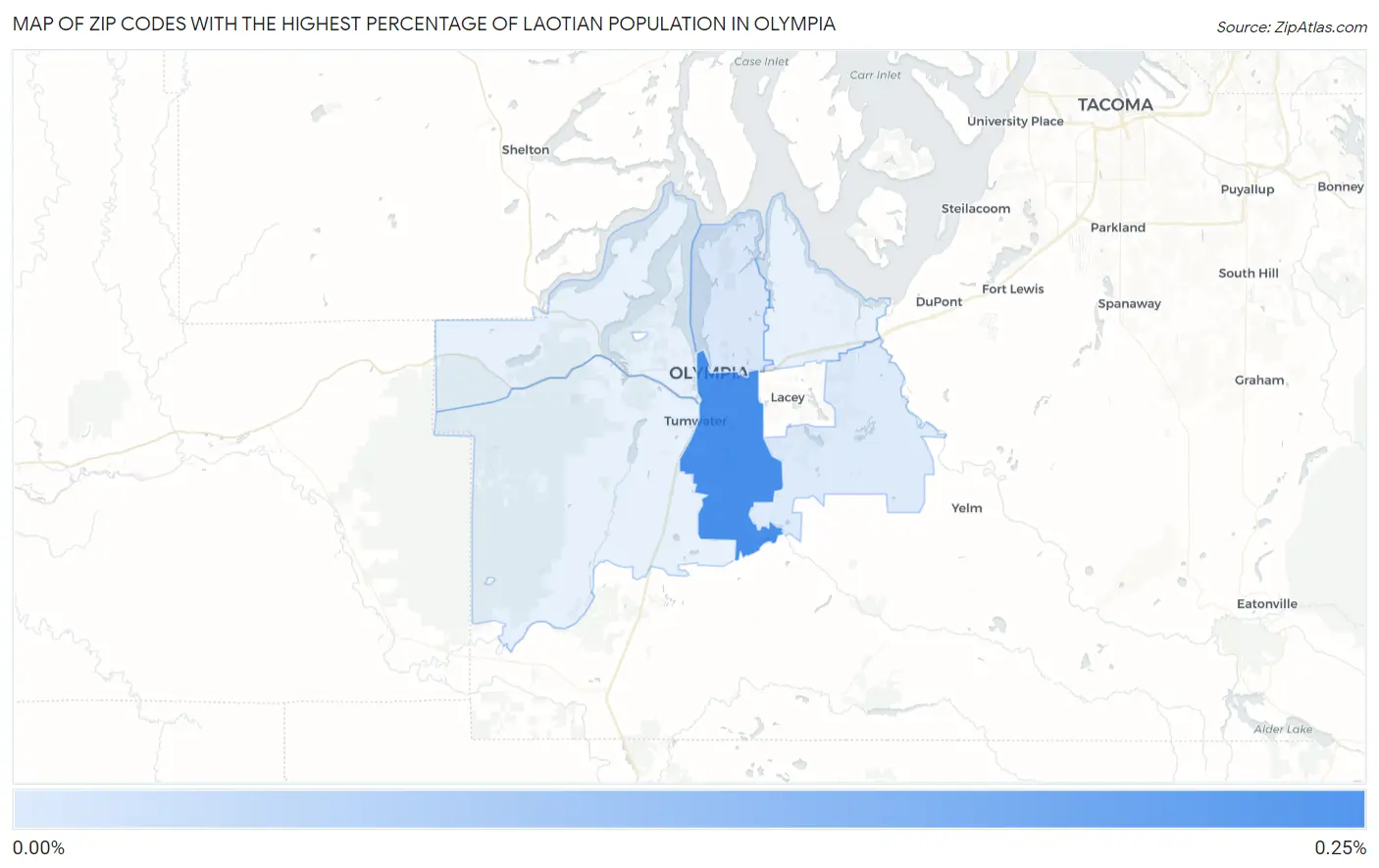 Zip Codes with the Highest Percentage of Laotian Population in Olympia Map