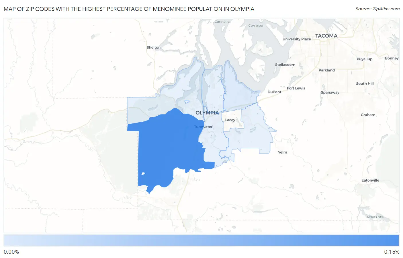 Zip Codes with the Highest Percentage of Menominee Population in Olympia Map