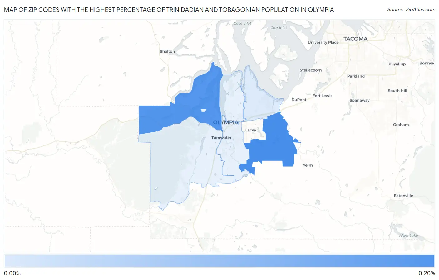 Zip Codes with the Highest Percentage of Trinidadian and Tobagonian Population in Olympia Map