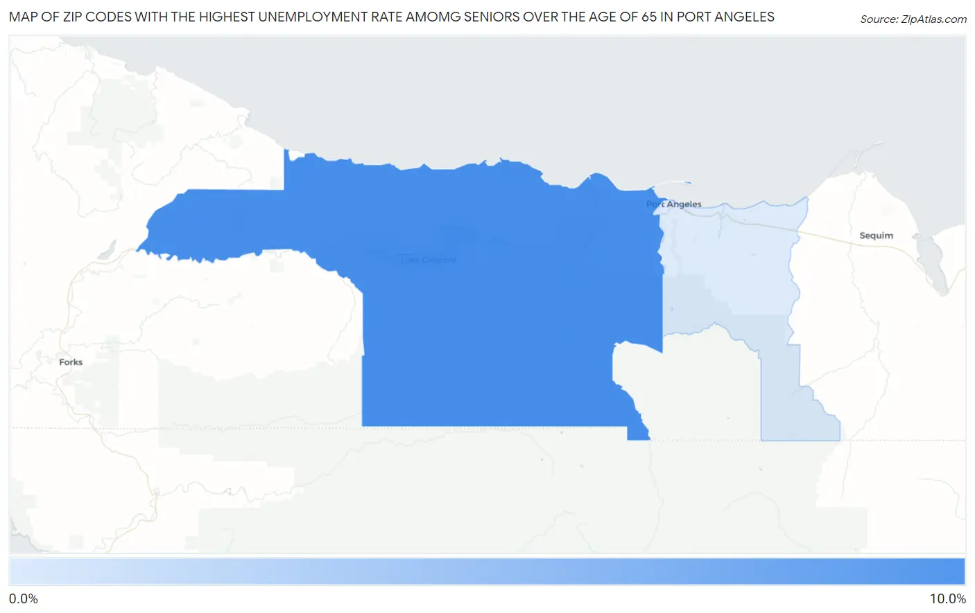 Zip Codes with the Highest Unemployment Rate Amomg Seniors Over the Age of 65 in Port Angeles Map