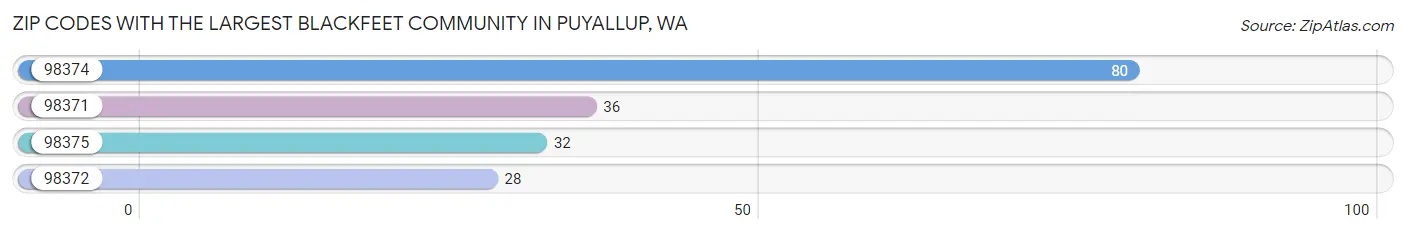 Zip Codes with the Largest Blackfeet Community in Puyallup Chart