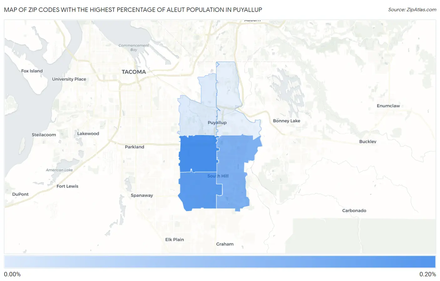 Zip Codes with the Highest Percentage of Aleut Population in Puyallup Map