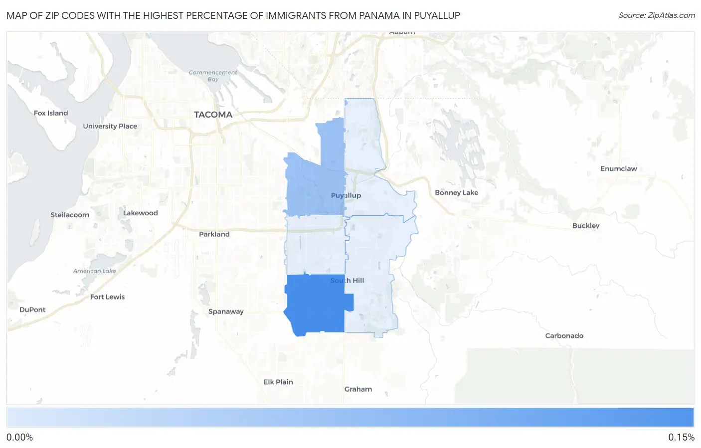 Zip Codes with the Highest Percentage of Immigrants from Panama in Puyallup Map