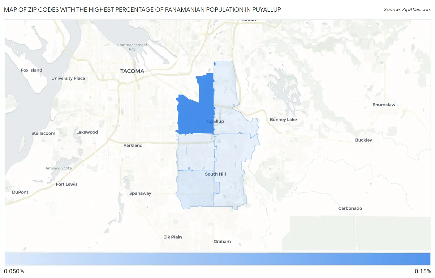 Zip Codes with the Highest Percentage of Panamanian Population in Puyallup Map