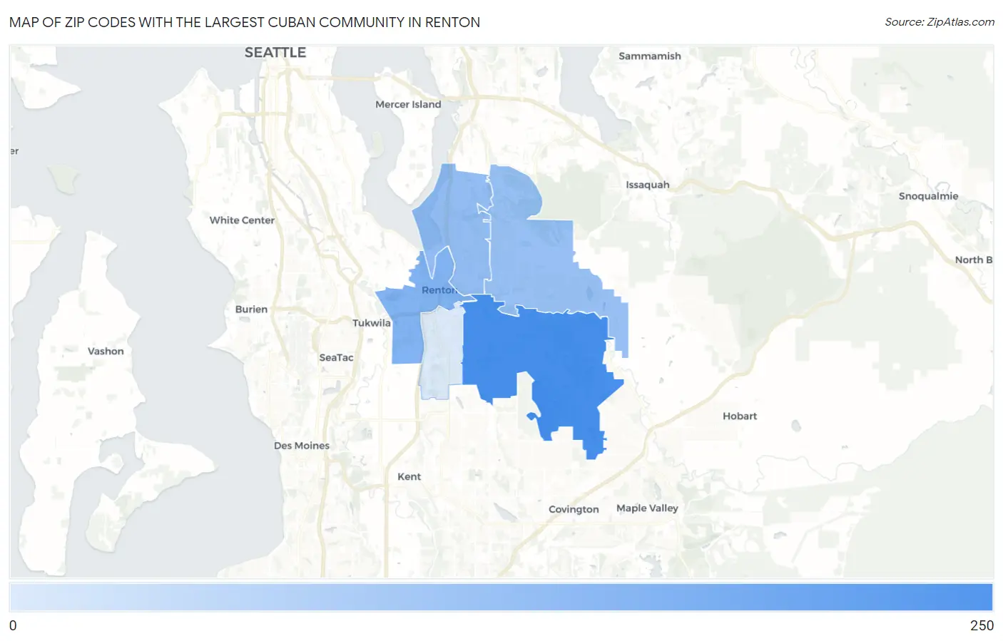 Zip Codes with the Largest Cuban Community in Renton Map
