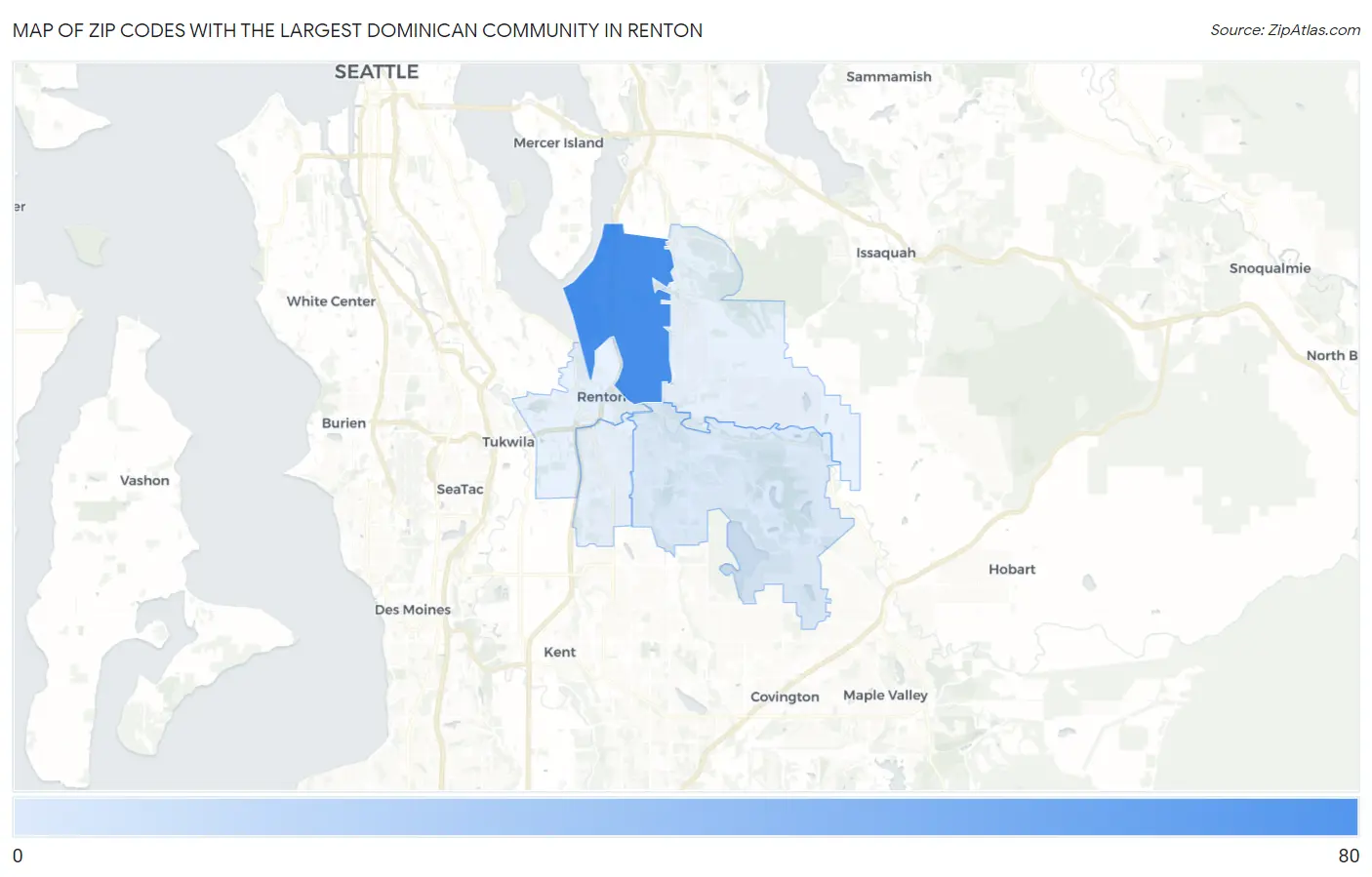 Zip Codes with the Largest Dominican Community in Renton Map
