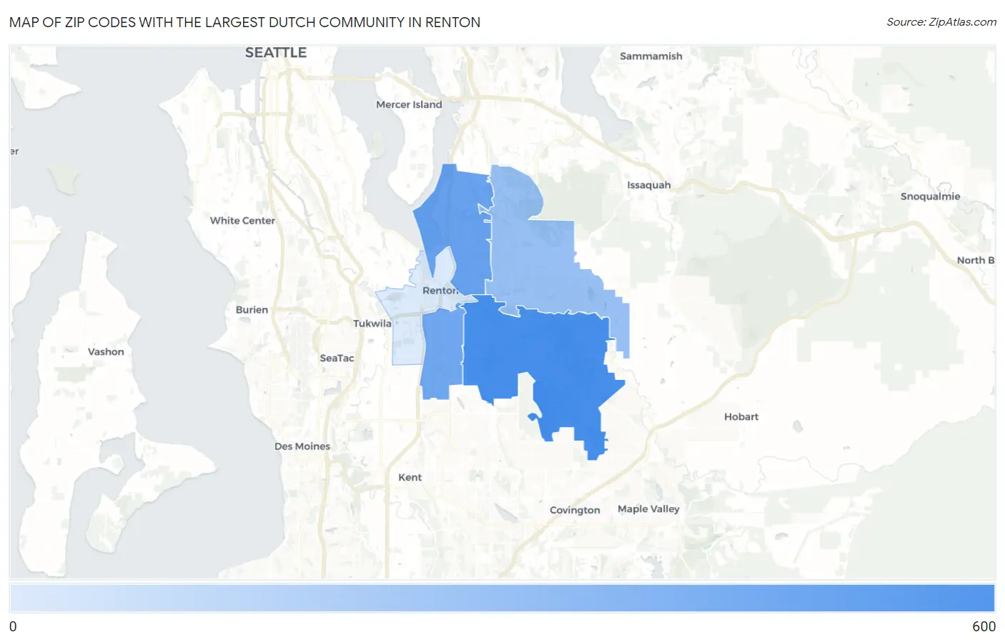 Zip Codes with the Largest Dutch Community in Renton Map
