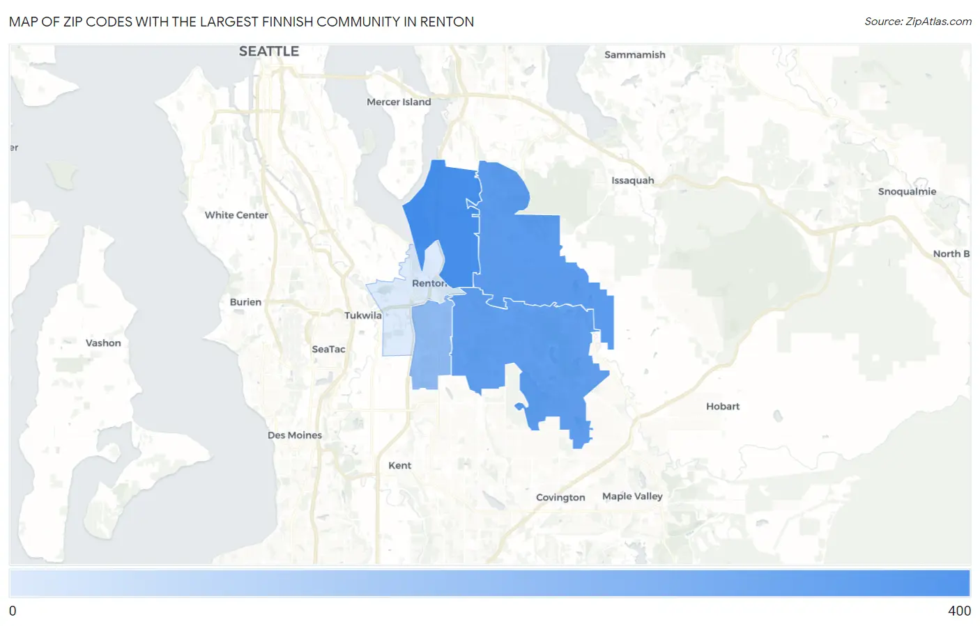 Zip Codes with the Largest Finnish Community in Renton Map