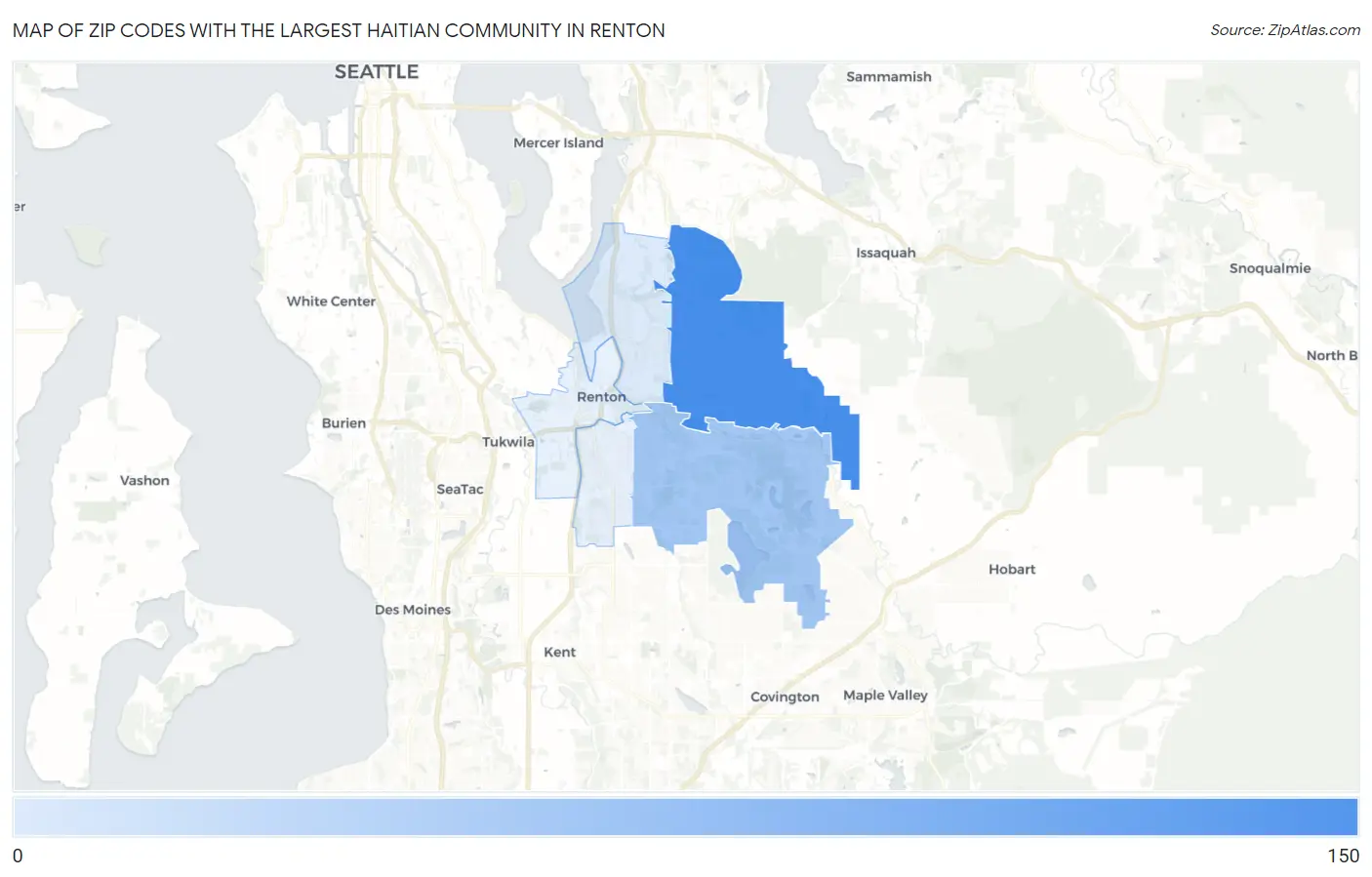 Zip Codes with the Largest Haitian Community in Renton Map