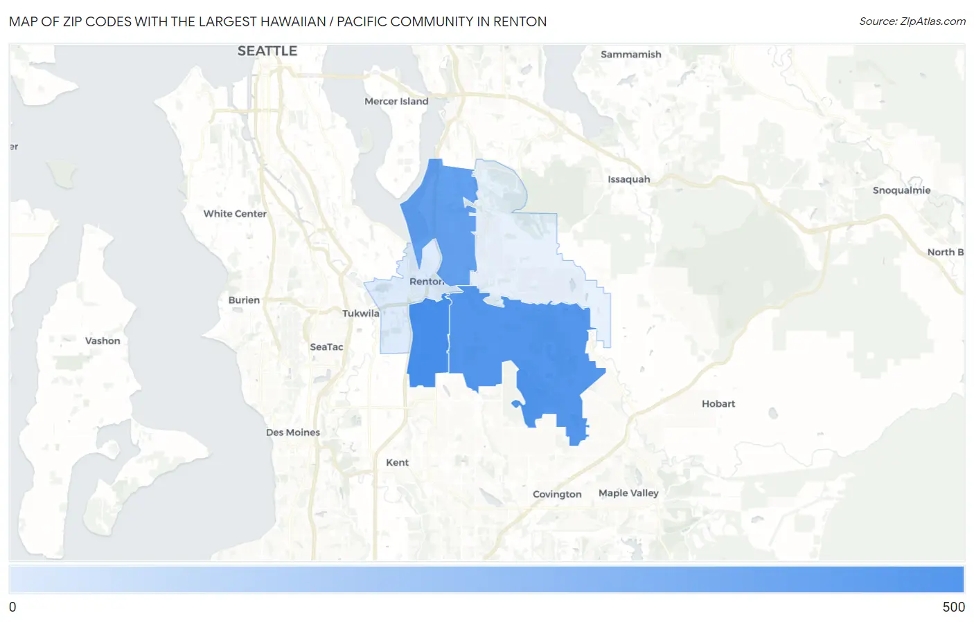 Zip Codes with the Largest Hawaiian / Pacific Community in Renton Map