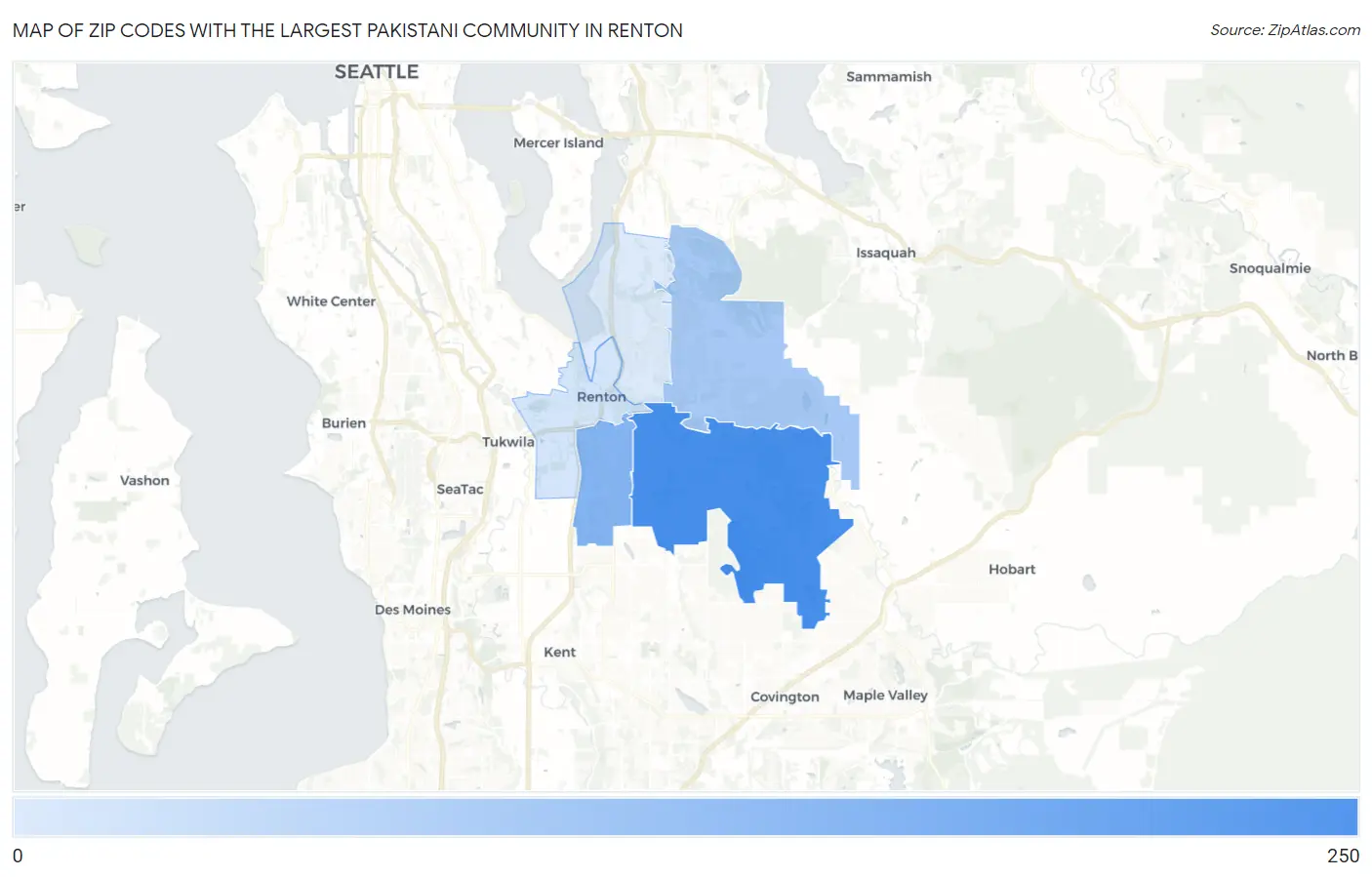 Zip Codes with the Largest Pakistani Community in Renton Map