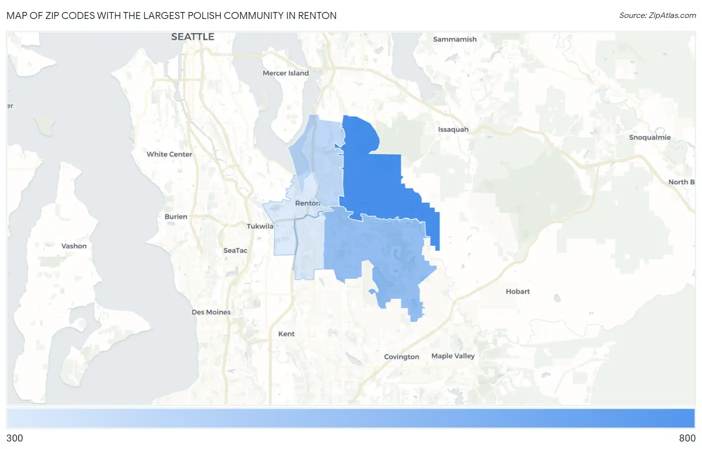 Zip Codes with the Largest Polish Community in Renton Map